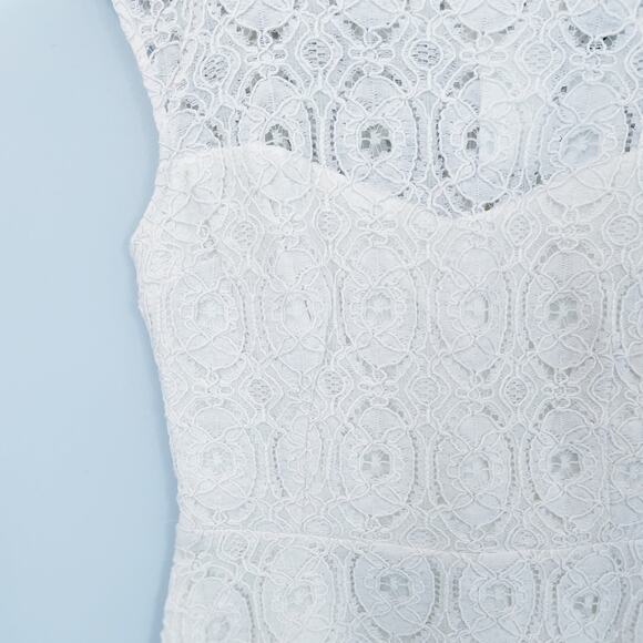 💗 3/$10 💗 BB Dakota Fit & Flare Lace Overlay Dress Ivory Size 6 NEW - Picture 6 of 15